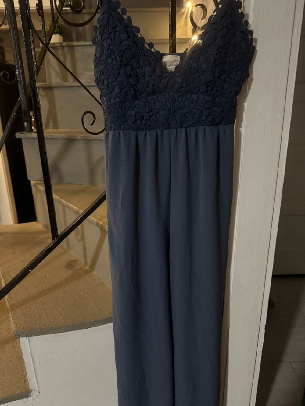 Derek Heart Navy Blue Lace Bodice Chemise